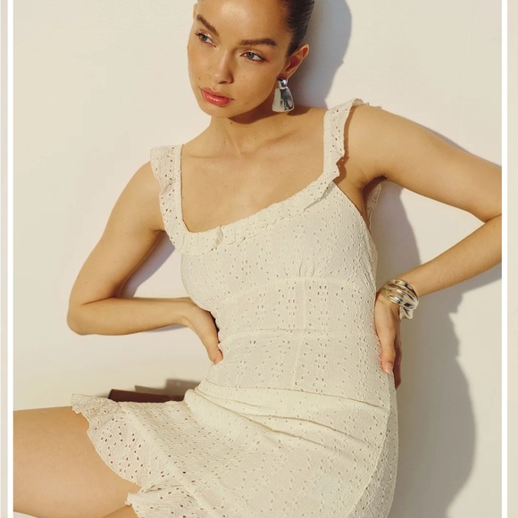 Reformation White Eyelet Mini Dress - Picture 5 of 9